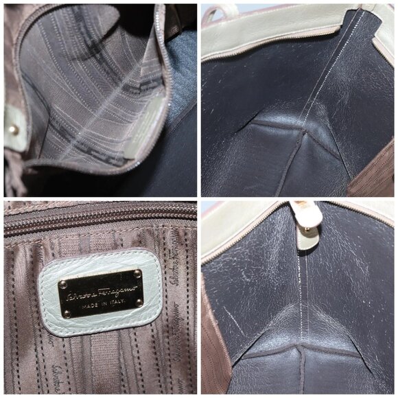 Salvatore Ferragamo Gancini Tote Bag Leather Gold Auth - Picture 15 of 16